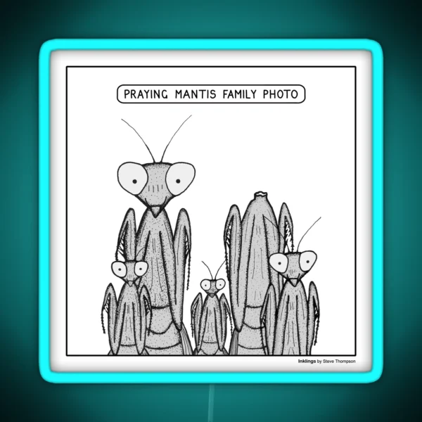 Praying Mantis Family Photo RGB Neon Sign