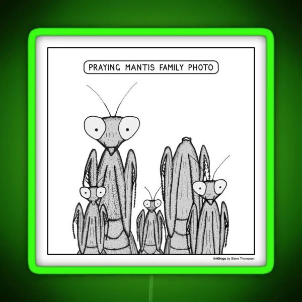 Praying Mantis Family Photo RGB Neon Sign