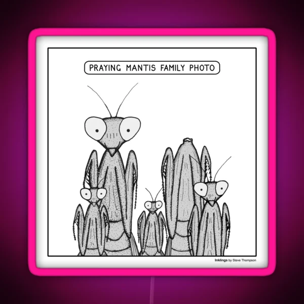 Praying Mantis Family Photo RGB Neon Sign