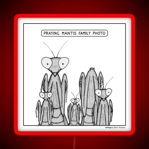 Praying Mantis Family Photo RGB Neon Sign