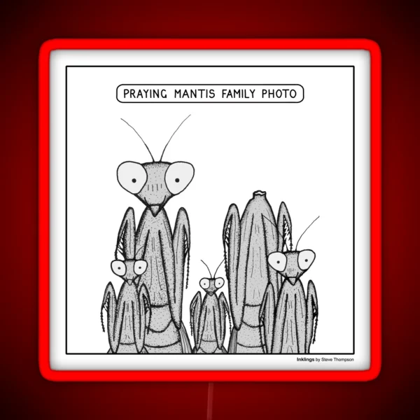 Praying Mantis Family Photo RGB Neon Sign