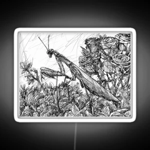 PRAYING MANTIS Ink Painting 1 RGB Neon Sign