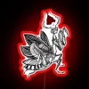 rgb neon sign of a praying mantis - red