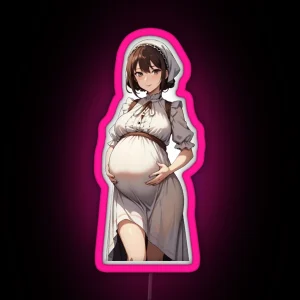 Pregnant Anime Peasant Girl RGB Neon Sign