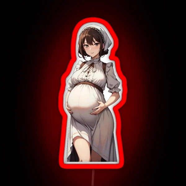 Pregnant Anime Peasant Girl RGB Neon Sign
