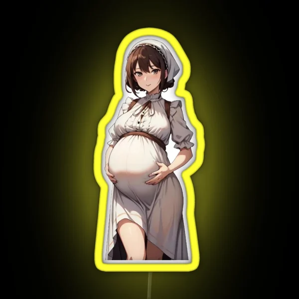 Pregnant Anime Peasant Girl RGB Neon Sign