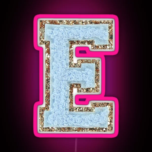 Preppy Blue Varsity E RGB Neon Sign