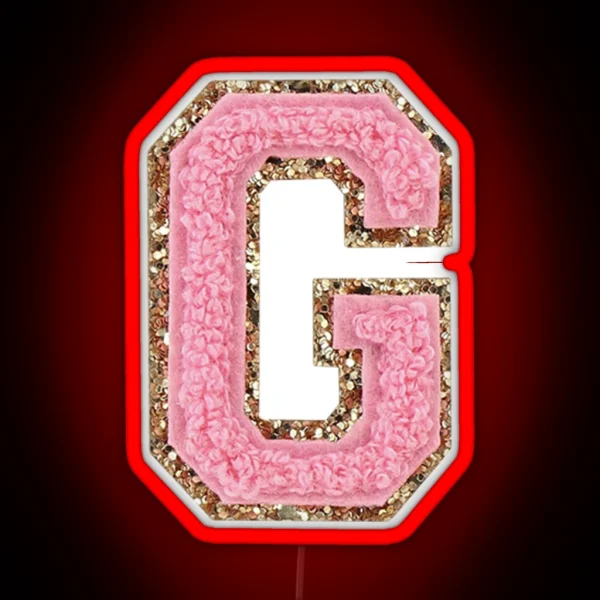 Preppy Pink Varsity Letter G RGB Neon Sign