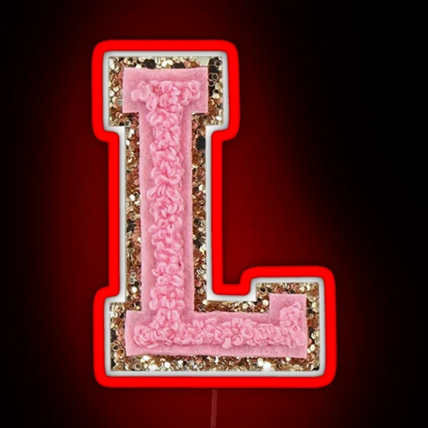 Preppy Pink Varsity Letter L RGB Neon Sign