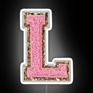 Preppy Pink Varsity Letter L RGB Neon Sign