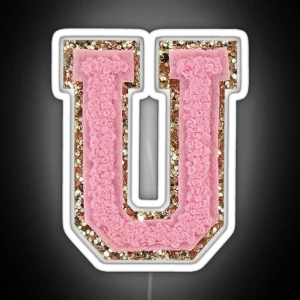 Preppy Pink Varsity Letter U RGB Neon Sign