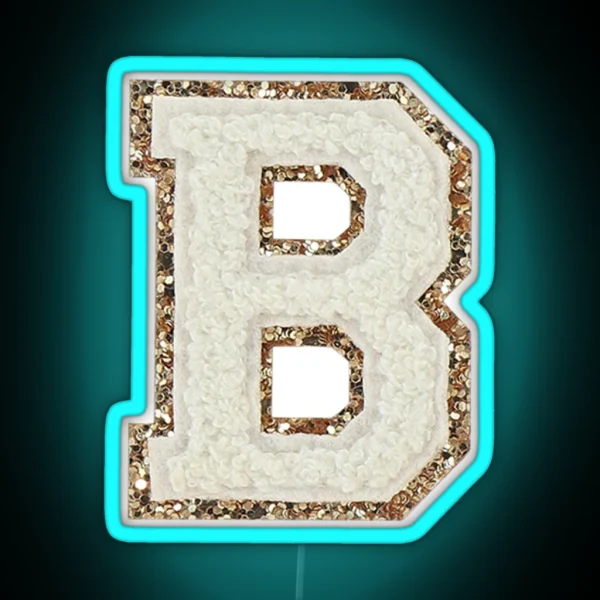 Preppy White Varsity Letter B RGB Neon Sign