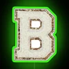preppy varsity letter b rgb neon sign stylish green glowing design
