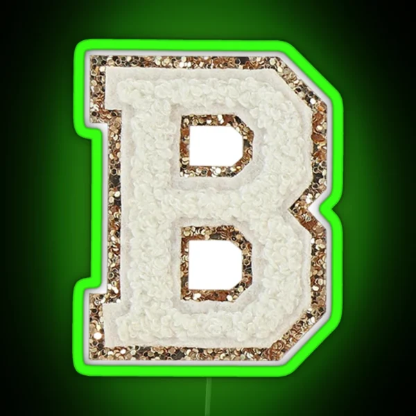 Preppy White Varsity Letter B RGB Neon Sign