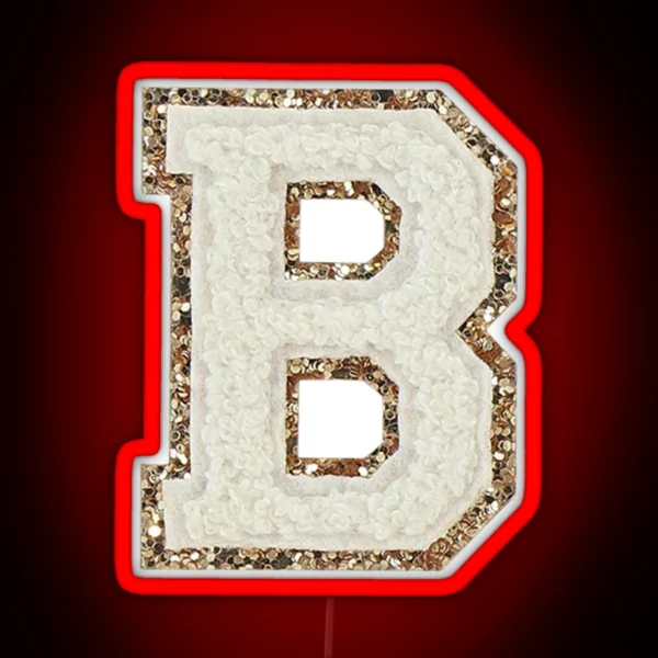 Preppy White Varsity Letter B RGB Neon Sign