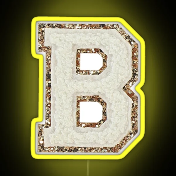 Preppy White Varsity Letter B RGB Neon Sign