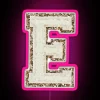 preppy varsity letter E neon sign in pink
