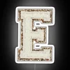 preppy white varsity letter e rgb neon sign