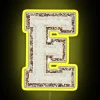 preppy white varsity letter e rgb neon sign