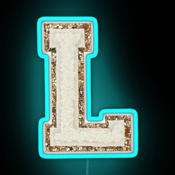 Preppy White Varsity Letter L RGB Neon Sign