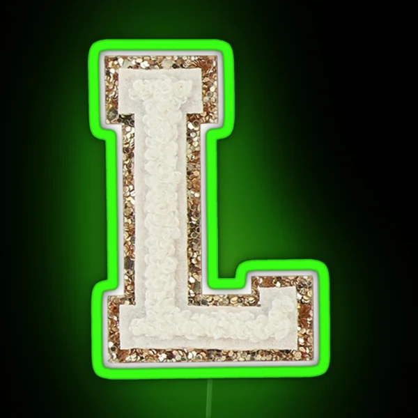 Preppy White Varsity Letter L RGB Neon Sign