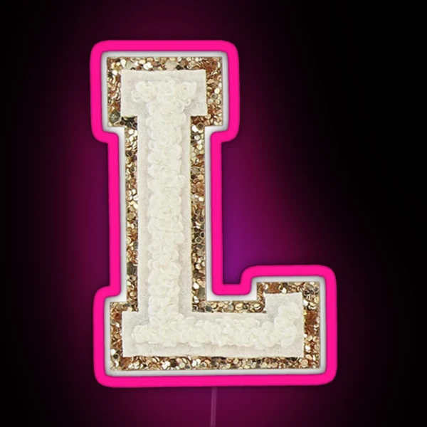 Preppy White Varsity Letter L RGB Neon Sign