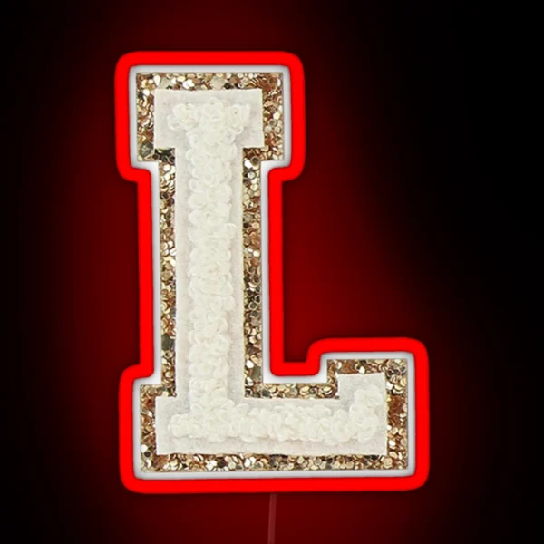 Preppy White Varsity Letter L RGB Neon Sign