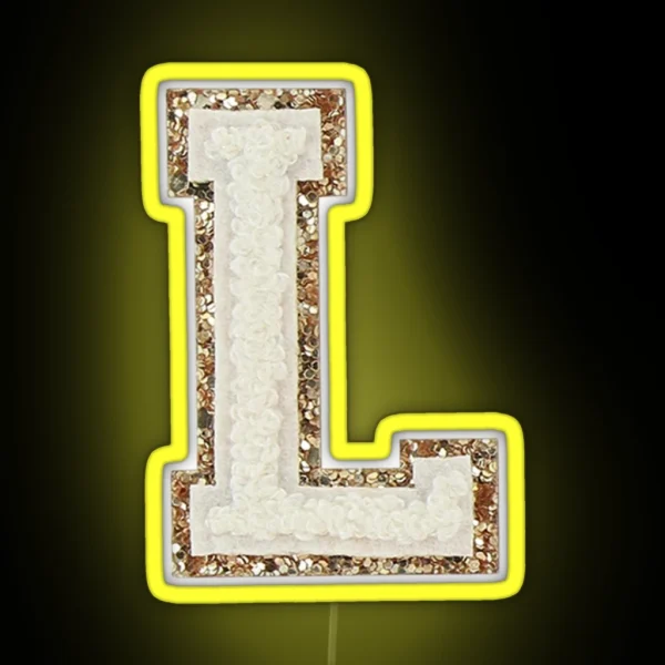 Preppy White Varsity Letter L RGB Neon Sign