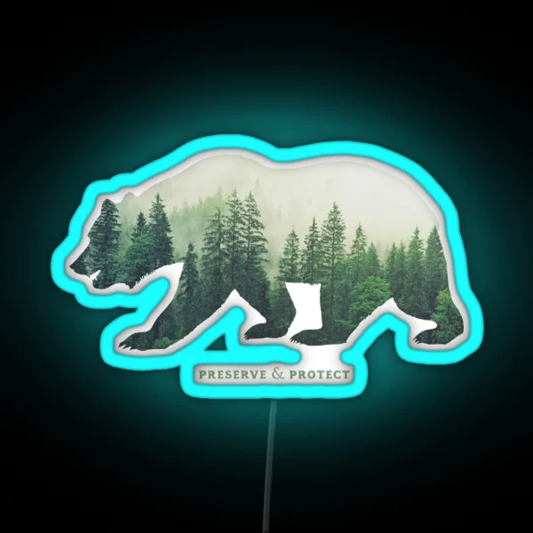 Preserve And Protect Nature Double Exposure RGB Neon Sign