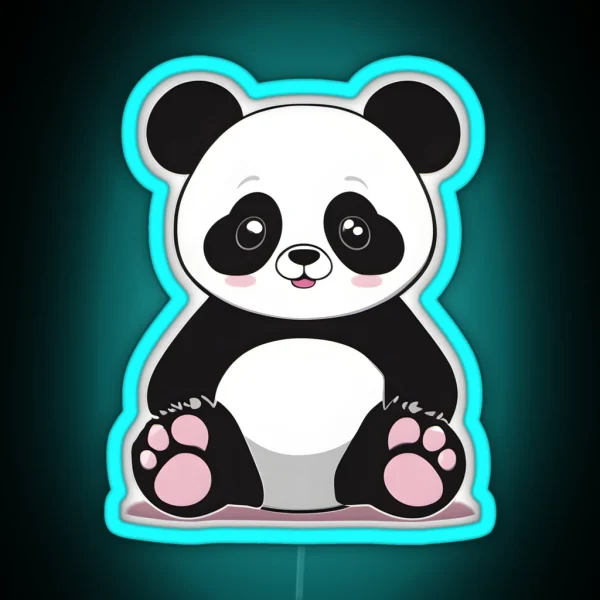Pretty Panda With Big Ears RGB Neon Sign