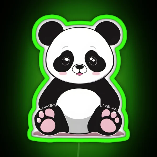 Pretty Panda With Big Ears RGB Neon Sign
