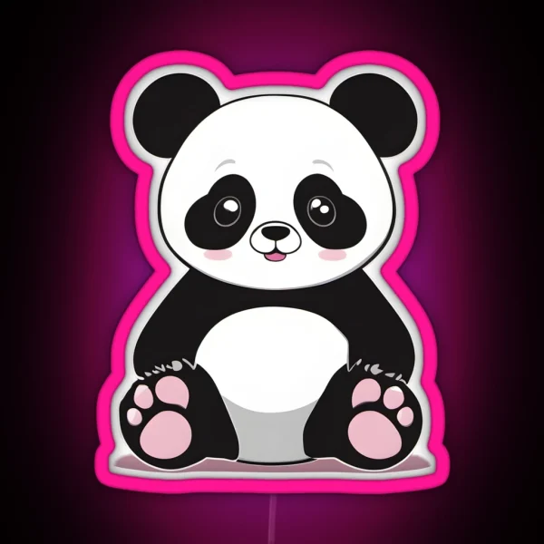 Pretty Panda With Big Ears RGB Neon Sign