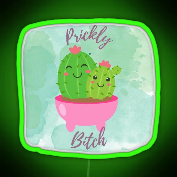 Prickly Bitch Cactus RGB Neon Sign