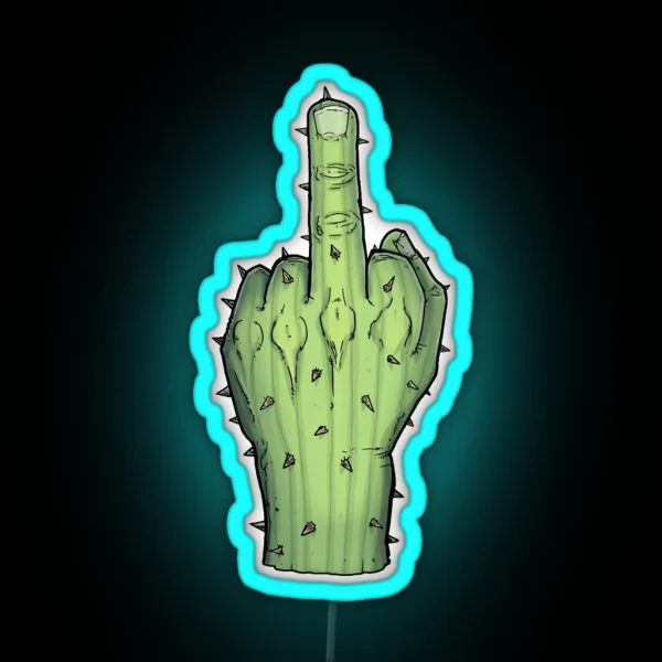 Prickly Cactus Middle Finger RGB Neon Sign