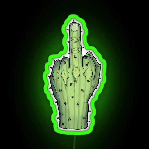 Prickly Cactus Middle Finger RGB Neon Sign