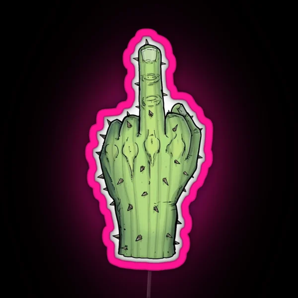 Prickly Cactus Middle Finger RGB Neon Sign