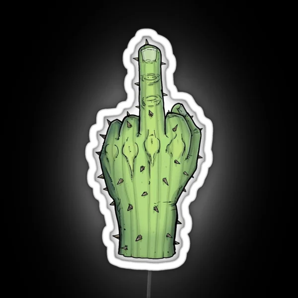 Prickly Cactus Middle Finger RGB Neon Sign
