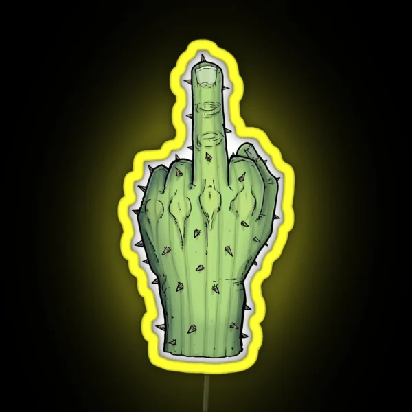 Prickly Cactus Middle Finger RGB Neon Sign