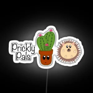 Prickly Pals Hedgie And Cactus RGB Neon Sign