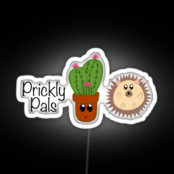 Prickly Pals Hedgie And Cactus RGB Neon Sign