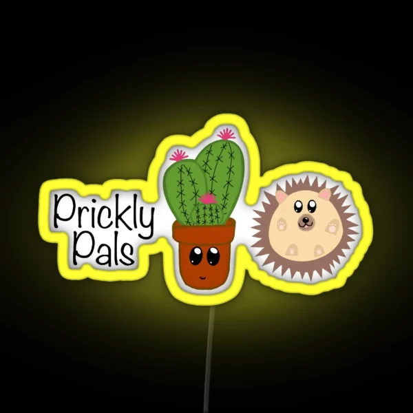 Prickly Pals Hedgie And Cactus RGB Neon Sign
