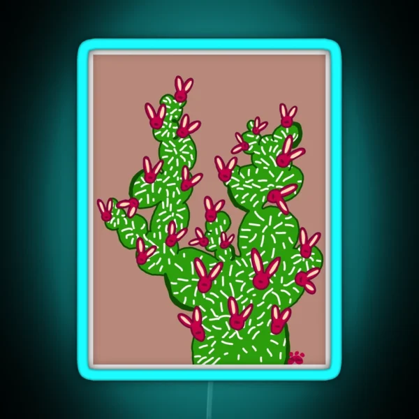 Prickly Pear Bunnies RGB Neon Sign