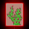 RGB Neon Sign Featuring Cute Bunnies with Prickly Pear Design in Red