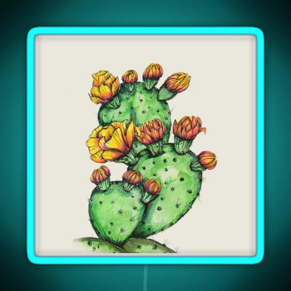 Prickly Pear Cactus RGB Neon Sign