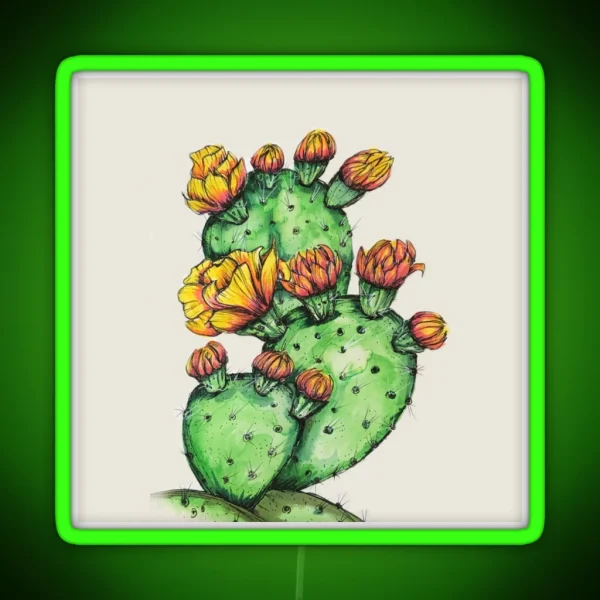 Prickly Pear Cactus RGB Neon Sign