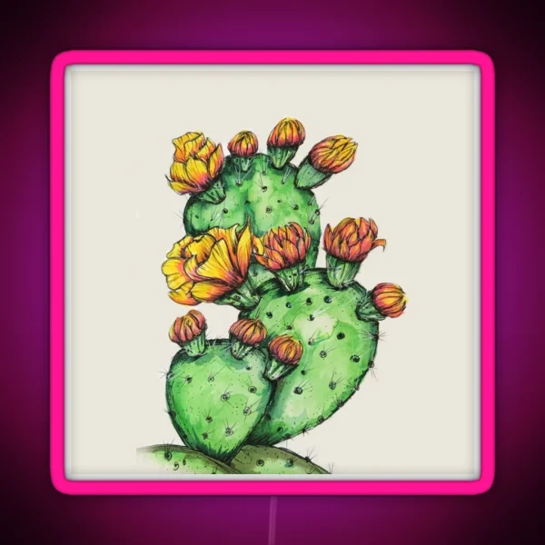 Prickly Pear Cactus RGB Neon Sign