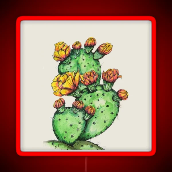 Prickly Pear Cactus RGB Neon Sign