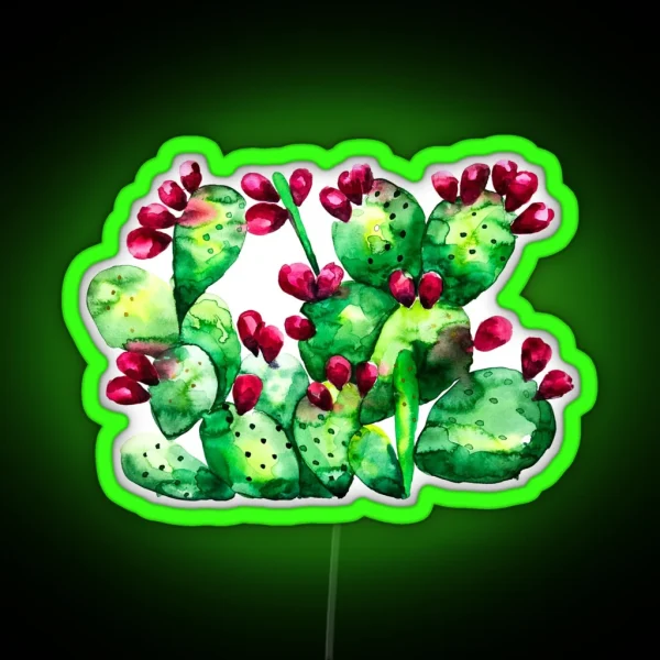 Prickly Prickly Pear Cactus RGB Neon Sign