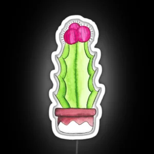 Prickly Watercolor Cactus RGB Neon Sign