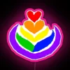pride-themed latte art with vibrant neon rgb colors highlighting pink tones.